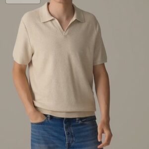 J. Crew Men's Cream Knit Polo Shirt